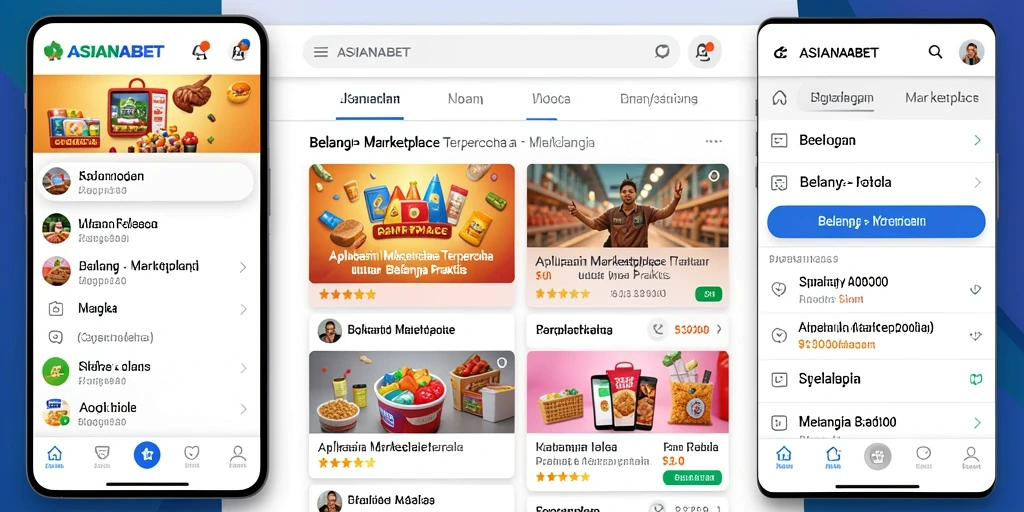 Tampilan utama aplikasi ASIANABET dengan berbagai kategori produk.