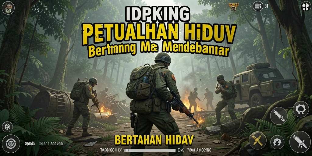 Antarmuka permainan IDPKING dengan elemen bertahan hidup yang menarik.