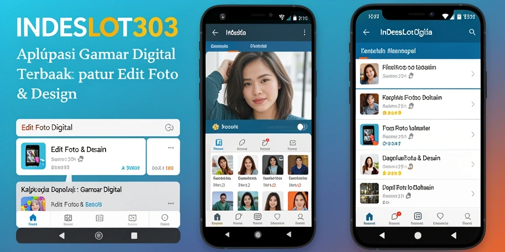 Antarmuka aplikasi INDESLOT303 dengan alat pengeditan gambar yang lengkap.