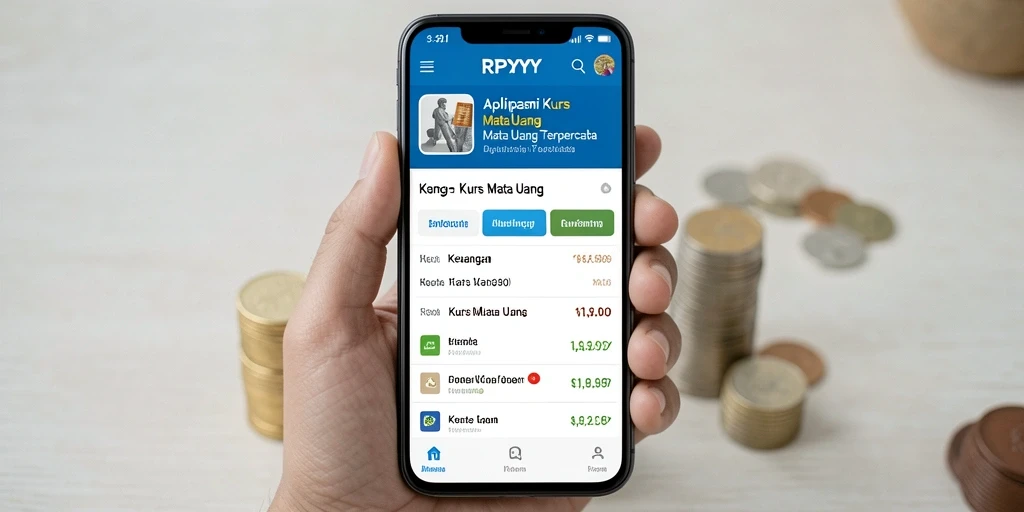 Antarmuka aplikasi RPYYY yang intuitif dan mudah digunakan untuk kurs mata uang.