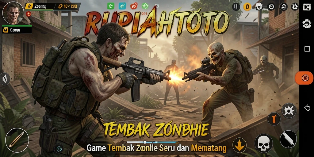 Tampilan antarmuka RUPIAHTOTO saat berperang melawan zombie.