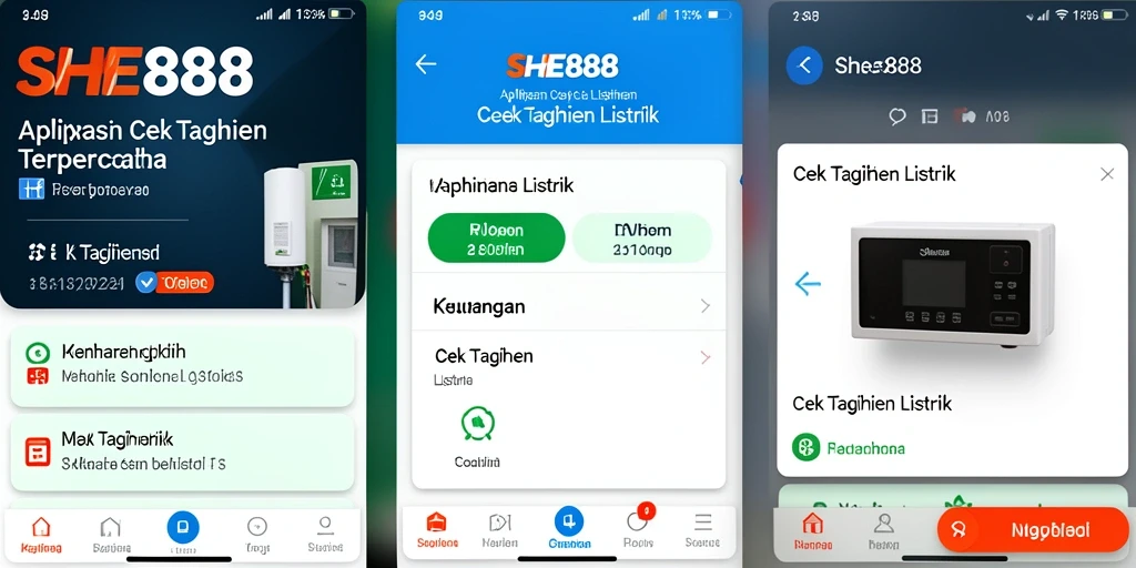 Tampilan utama SHE888 untuk cek tagihan listrik yang sederhana dan fungsional.