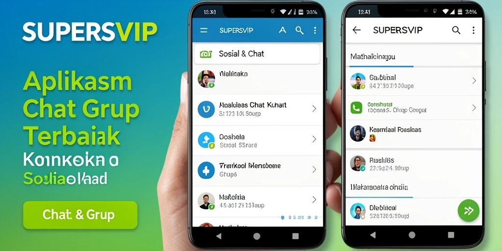 Antarmuka SUPERSVIP menampilkan fitur Chat Grup yang intuitif dan menarik.