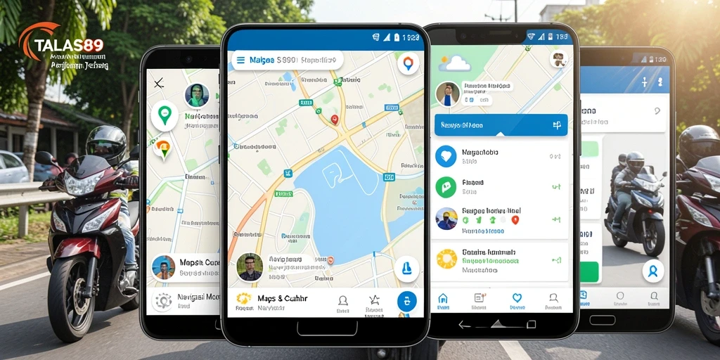 Screenshot utama TALAS89 menampilkan antarmuka Navigasi Motor yang intuitif dan informatif.